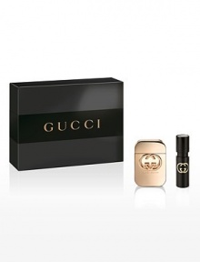 Gucci Guilty is about breaking social conventions and feeling that you can attain whatever you want. Gucci Guilty is a statement about who you are. A daring, oriental floral with top notes of mandarin and pink pepper leading into middles notes of peach, lilac and geranium. Finally it unveils base notes of amber and patchouli. Awaken your senses with a daring edge of sexiness and sensuality with this Gucci Guilty gift set containing a 2.5 oz. Eau de Toilette and a 0.5 oz. Gucci Guilty is about breaking social conventions and feeling that you can attain whatever you want. Gucci Guilty is a statement about who you are. A daring, oriental floral with top notes of mandarin and pink pepper leading into middles notes of peach, lilac and geranium. Finally it unveils base notes of amber and patchouli. Awaken your senses with a daring edge of sexiness and sensuality with this Gucci Guilty gift set containing a 2.5 oz. Eau de Toilette and a 0.5 oz.