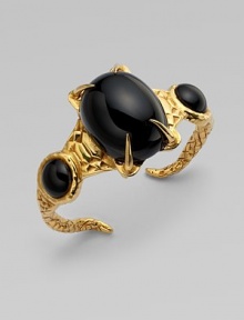 Dramatic brass design is accented with bold black agate stonesBrass Agate stones Diameter, 2½ Made in Italy Dramatic brass design is accented with bold black agate stonesBrass Agate stones Diameter, 2½ Made in Italy