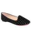 All-over rhinestones make Betsey Johnson's Bliiingg smoking flats the perfect sparkling accessory.