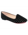 All-over rhinestones make Betsey Johnson's Bliiingg smoking flats the perfect sparkling accessory.