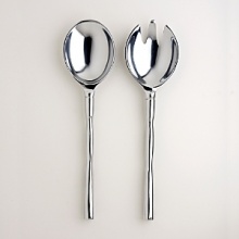 These metal salad servers with bamboo handles turn salad tossing into performance art. The bamboo hails from the rain forests of South America. These metal salad servers with bamboo handles turn salad tossing into performance art. The bamboo hails from the rain forests of South America.