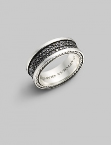 Three rows of handsome black pavé diamonds line a fine sterling silver design. Total carat weight, 2.42 About ½ wide Imported Three rows of handsome black pavé diamonds line a fine sterling silver design. Total carat weight, 2.42 About ½ wide Imported