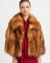 EXCLUSIVELY AT SAKS. A luxurious dyed fox jacket with a cropped design. Oversized collarBracelet sleevesOpen frontFully linedDyed foxSpecialist dry cleanImported Fur origin: Finland