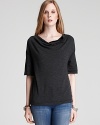 A chicly draped front lends femininity to this can't-live-without tee from James Perse.