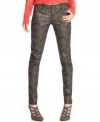 You're so fierce: turn to Celebrity Pink Jean's metallic-coated, snakeskin-print skinny jeans for a day of high style.