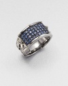A tapered design in burnished sterling silver is defined by four rows of delicate blue sapphires.Sterling silverBlue sapphireAbout 2 diam.Imported