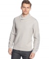 Shove off typical style with this nautical-inspired shawl collar sweater from Calvin Klein.