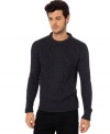Keep fashionably warm in this handsome sweater by Buffalo David Bitton designed with a chunky crew neck for unique style.