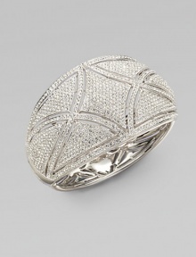 EXCLUSIVELY AT SAKS. This wide deco-inspired bangle is embellished in sparkling crystals for a dazzling effect. Rhodium plated brassCrystalsDiameter, about 2½Hinged box and tongue closureImported 