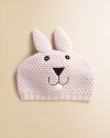 Supremely soft hat in a wool and cashmere blend, finished with a sweet bunny-inspired pattern they'll love to show off. Polyester/nylon/wool/angora/cashmereHand washImported