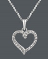 You'll look perfectly lovely in this standout style by B. Brilliant. An open-cut heart pendant adds polish and shines with the addition of round-cut cubic zirconias (1/4 ct. t.w.). Setting and chain crafted in sterling silver. Approximate length: 18 inches. Approximate drop: 7/8 inch.