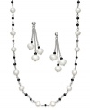 A practice in contrast. Fresh by Honora's matching jewelry set features an exquisite mix of white cultured freshwater pearls (6-7 mm) and bold onyx accent beads. Approximate length: 18 inches. Approximate drop: 1-1/2 inches.