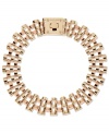 A work of art. This Michael Kors necklace will become the centerpiece of your look with rosy accents and a linked design. Crafted in gold tone and rose-gold tone brass. Approximate length: 17 inches.