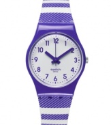 Leave a trail of admirers with this Purple Tracks watch from Swatch.