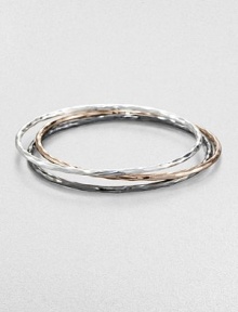 A beautiful blend of three stunning bangles in a chic, hammered texture. Sterling silverBlackened sterling silverSterling silver and 18k gold with 18k rose goldplatingDiameter, about 2.5Slip-on styleImported A beautiful blend of three stunning bangles in a chic, hammered texture. Sterling silverBlackened sterling silverSterling silver and 18k gold with 18k rose goldplatingDiameter, about 2.5Slip-on styleImported
