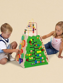 Five is the lucky number when you find this many toys in one! Beautifully designed pyramid combines The Caterpillar Pathfinder, Marble Run, Ladybug Counter, Gear Fun and Busy Rollercoaster to create a challenging multitude of learning and developmental skills including: Counting skills, Color recognition, Eye-hand coordination and, Cooperative play Recommended for ages 3 & up 18 x 18 x 27 Five is the lucky number when you find this many toys in one! Beautifully designed pyramid combines The Caterpillar Pathfinder, Marble Run, Ladybug Counter, Gear Fun and Busy Rollercoaster to create a challenging multitude of learning and developmental skills including: Counting skills, Color recognition, Eye-hand coordination and, Cooperative play Recommended for ages 3 & up 18 x 18 x 27