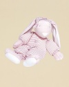 Soft velboa with pastel stripe jersey knit union suit body is perfect for snuggling. Matching stocking cap Embroidered eyes Long fuzzy soft ears 100% polyester fill 22 L Machine wash Imported Recommended for infants and up