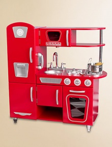 Young chefs are sure to love cooking up fun with this adorable kitchen, complete with doors that open, knobs that click and turn and tons of convenient storage space. With its close attention to detail and interactive features, this adorable kitchen would make a great gift for any of the young chefs in your life.Cordless phoneRemovable sink for easy cleanupConstructed from MDF50 lbs.33W X 35¾H X 13DImported Young chefs are sure to love cooking up fun with this adorable kitchen, complete with doors that open, knobs that click and turn and tons of convenient storage space. With its close attention to detail and interactive features, this adorable kitchen would make a great gift for any of the young chefs in your life.Cordless phoneRemovable sink for easy cleanupConstructed from MDF50 lbs.33W X 35¾H X 13DImported
