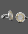 Stylish sophistication. The perfect final touch to your favorite work shirt, these versatile cuff links combine stainless steel and yellow ion-plated stainless steel in a chic circular design. Approximate diameter: 3/4 inch.