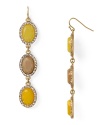 Luscious lemon colored stones descend from these linear drop earrings by Aqua.