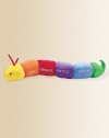 Each section of this soft velour worm is embroidered with the sound featured inside: Tinkle has a bell, Crinkle has crinkly fiber, Rattle has a rattle and Squeak has a squeaker. Polyester cover and fill Surface washable 73 long Imported