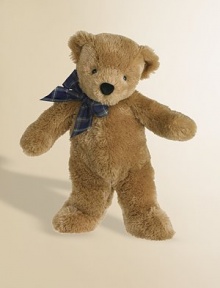 Soft, silky and oh so cuddly, this classic bear comes with a bright plaid bow tie. 17 high Polyester; surface clean Imported Recommended for all ages Soft, silky and oh so cuddly, this classic bear comes with a bright plaid bow tie. 17 high Polyester; surface clean Imported Recommended for all ages