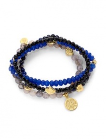 THE LOOKSet of four beaded braceletsDove, peace and heart charmsAgate, jade, jasper and onyx stones22k goldplated vermeil sterling silver charm accentsElastic pull-on styleTHE MEASUREMENTWidth, about 2.5ORIGINMade in USA of imported materials THE LOOKSet of four beaded braceletsDove, peace and heart charmsAgate, jade, jasper and onyx stones22k goldplated vermeil sterling silver charm accentsElastic pull-on styleTHE MEASUREMENTWidth, about 2.5ORIGINMade in USA of imported materials