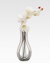 Complete with a white silk orchid, this bud vase turns an teardrop band of signature alloy and a glass center into an objet d'art suitable for any room in the house. Includes silk orchid Metal alloy/glass 11H X 5½ diam. Imported 