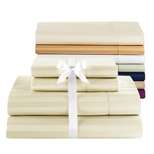 Sophistication and comfort meet with our cotton sateen stripe sheets. Made with Premium Egyptian cotton, these sheets feature an elegant stripe that adds style to any bedroom décor. Our Deluxe Sateen collection is made for those who love a lustrous sheet with a luxurious thread count. Sophistication and comfort meet with our cotton sateen stripe sheets. Made with Premium Egyptian cotton, these sheets feature an elegant stripe that adds style to any bedroom décor. Our Deluxe Sateen collection is made for those who love a lustrous sheet with a luxurious thread count.