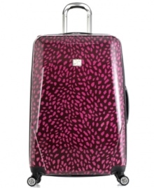 Get ready for a wild ride. A bright take on the beloved animal print puts a sassy fashion-forward bag at your side. The hardside construction and easy-glide spinner wheels keep tabs on your territory, providing incredible protection and hassle-free mobility. 10-year warranty. Qualifies for Rebate Get ready for a wild ride. A bright take on the beloved animal print puts a sassy fashion-forward bag at your side. The hardside construction and easy-glide spinner wheels keep tabs on your territory, providing incredible protection and hassle-free mobility. 10-year warranty. Qualifies for Rebate