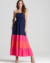 Aqua Dress - Color Block Tube Maxi