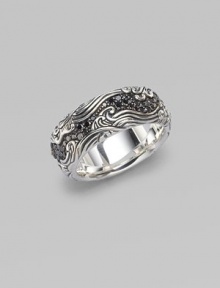A slim band of sterling silver is accented with a striking array of black pavé diamonds. From the Waves Collection Sterling silver Black diamonds, 1.14 tcw Imported A slim band of sterling silver is accented with a striking array of black pavé diamonds. From the Waves Collection Sterling silver Black diamonds, 1.14 tcw Imported