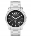 Become the focus of attention with the blacked out dial and classic structured steel styling of this AX Armani Exchange watch.