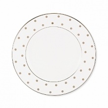 Kate Spade's Larabee Road Platinum, peppered with platinum polka dots, will give your table its own personality. Crafted of white bone china, each piece is dishwasher safe. Kate Spade's Larabee Road Platinum, peppered with platinum polka dots, will give your table its own personality. Crafted of white bone china, each piece is dishwasher safe.
