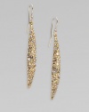 From the Miss Havisham Collection. Dazzling Swarovski crystals encrusted on goldtone spear-shaped drops. Swarovski crystalsGoldtoneDrop, about 2¼14k gold filled French wireMade in USA