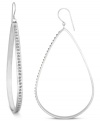 A stylish look takes shape in these drop earrings. Crafted from platinum over sterling silver, the oval pair dazzles with diamond accents. Approximate drop: 2-9/10 inches. Approximate width: 1-1/2 inches.