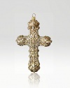 From the Jay Strongwater Angelic collection a palette of creams, golds and silver accents have been painted on this finely detailed Cross Glass Ornament.GlassCrystalHandmade, hand-painted and hand-set6H X 3.5W X 1.25DImported