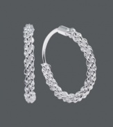 Hoop earrings are a must-have for every girl's collection. This statement-making Unwritten style features an open weave, endless hoop design crafted in sterling silver. Approximate diameter: 5/8 inch.