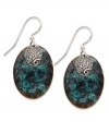 Give in to your natural instincts. Jody Coyote's earth-inspired earrings combine teal and brown patina drops with intricate sterling silver accents on french wire. Approximate drop: 1-3/8 inches.