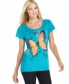 Flit easily from weekday errands to weekend relaxing in this butterfly-printed tee from Style&co.
