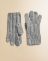 Wool-blend gloves sprinkled in glimmering rhinestones, finished with subtle ribbing and a touch of cashmere. Polyester/nylon/wool/angora/cashmereHand washImported