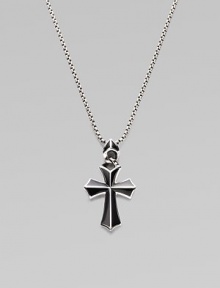 A rayskin-textured cross, crafted in sterling silver with contrasting onyx inlay. Sterling silver Onyx Pendant, about 2 long Necklace, about 20 long Imported 