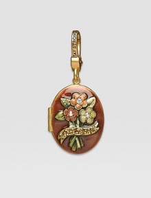 Topaz-colored CRYSTALLIZED - Swarovski Elements sparkle on this handcrafted, hand-enameled birthstone locket that opens to hold a favorite photo. Crystal Enamel 18k goldplated brass & brass-plated pewter Month indicated on the back Length, about 1¼ Width, about 1 Spring clip clasp Made in USA Topaz-colored CRYSTALLIZED - Swarovski Elements sparkle on this handcrafted, hand-enameled birthstone locket that opens to hold a favorite photo. Crystal Enamel 18k goldplated brass & brass-plated pewter Month indicated on the back Length, about 1¼ Width, about 1 Spring clip clasp Made in USA