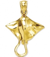 Adorn your charm bracelet or necklace with a wonder of the sea. This playful stingray charm comes in polished 14k gold. Approximate length: 1 inch. Approximate width: 7/10 inch.