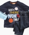 The crowd goes wild. This layered t-shirt and jeans set from Kids Headquarters gives your little sports fan a sporty style.