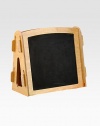 Draw on the chalkboard or scribble on the dry-erase board. Or roll out paper from the roll on top and paint. This compact, two-sided easel gives young artists a boost by offering a place to create that's always handy.Chalkboard on one sideDry-erase board on the other sideDowel on top includes roll of 18-wide paper22W X 11D X 20HWoodMade in USA