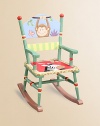 From the Sunny Safari Collection. Bright and cheerful, this little rocker is adorned with hand-painted jungle animals.19½W X 26H Constructed of MDF Imported Recommended for ages 3 and up Please note: Some assembly may be required. 