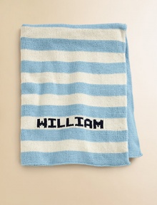 Stripes on the front, solid on the back and remarkably soft all over...this modern baby blanket is sure to be a new forever favorite. CottonMachine washMade in USAFOR PERSONALIZATION Select a quantity, then scroll down and click on PERSONALIZE & ADD TO BAG to choose and preview your personalization options. Please allow 4-6 weeks for delivery. Stripes on the front, solid on the back and remarkably soft all over...this modern baby blanket is sure to be a new forever favorite. CottonMachine washMade in USAFOR PERSONALIZATION Select a quantity, then scroll down and click on PERSONALIZE & ADD TO BAG to choose and preview your personalization options. Please allow 4-6 weeks for delivery.