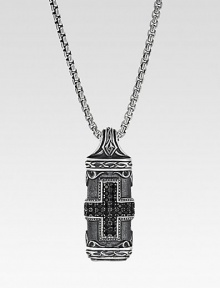 A fine chain holds a tablet pendant hand-forged with dimensional detail and faceted stones in sterling silver. Sterling silver Chain length, about 26 Made in USA A fine chain holds a tablet pendant hand-forged with dimensional detail and faceted stones in sterling silver. Sterling silver Chain length, about 26 Made in USA
