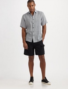 A laidback look made for sand and sea, with utility-inspired pockets, in quick-drying nylon.Elastic waistSide slash, back flap pocketsSide flap pocketsInseam, about 9PolyesterMachine washImported